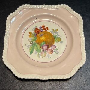 Vintage Johnson Bros. Old English 7 3/4" Square Fruit Decorated Plate (Read)